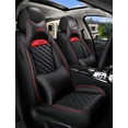 thumbnail image 2 of Maidao Car Seat Covers Leather for Jeep for Commander 2005-2010 5 Seats Front Rear Cushion Protector with Pillow Black, 2 of 7
