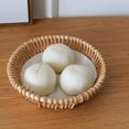 thumbnail image 4 of Round Hand Woven Storage Basket Desktop Storage Serving Platter Creative Organizer Household Collection Retro Classic Arrangement Decorative Photography Props, 4 of 7