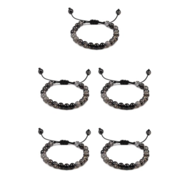 Decodeary Stackable Collection Bracelet For Men And Women Natural Gemstones Beads Minimalist Bracelet For Women Beads Bracelet Black dragon pattern 5Set