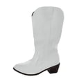thumbnail image 1 of Kcodviy Bottes Mi-Hautes d'Hiver à Enfiler pour Femmes, Bottes Mi-Hautes pour Dames d'Extérieur à Fleurs, Chaussures à Talons Carrés Mi-Hautes pour Femmes, Mi-Hautes pour Femmes, Mi-Hautes pour Femmes, 1 of 6