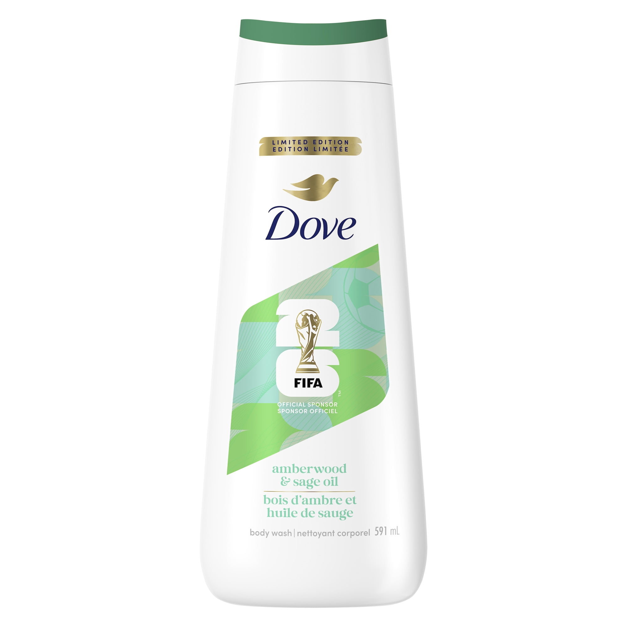 Dove Nettoyant Corporel Édition Limitée FIFA Bois d'Ambre et Huile de Sauge, 591 ml