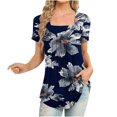 thumbnail image 2 of SMihono Hauts pour Femmes Été Chic Décontracté Mode Femme Imprimé Décontracté Col Rond Manches Courtes T-Shirt Ample Blouse Hauts T-Shirt Oversize pour Femmes, 2 of 5