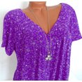 thumbnail image 4 of Pompotops Grande Taille pour Femme Manches Courtes V-Cou Imprimé Pull Tops Chemise, 4 of 5