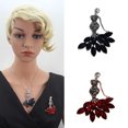 thumbnail image 2 of Broche de Mode Élégante Double Usage Cristal Sirène Forme Collier Broche en Strass Épingle à Revers avec Chaîne, 2 of 10