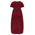 thumbnail image 4 of Leutsin Robe Longue Décontractée pour Femme Grande Taille, Col Rond, Été, Manches Courtes, Unie, Ample, avec Poches, 4 of 5