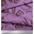 thumbnail image 2 of Soimoi Tissu Crêpe polyester Rouleau, Imprimé Pain de Blé et Sandwich au Mètre 42 Pouces de Large, 2 of 3