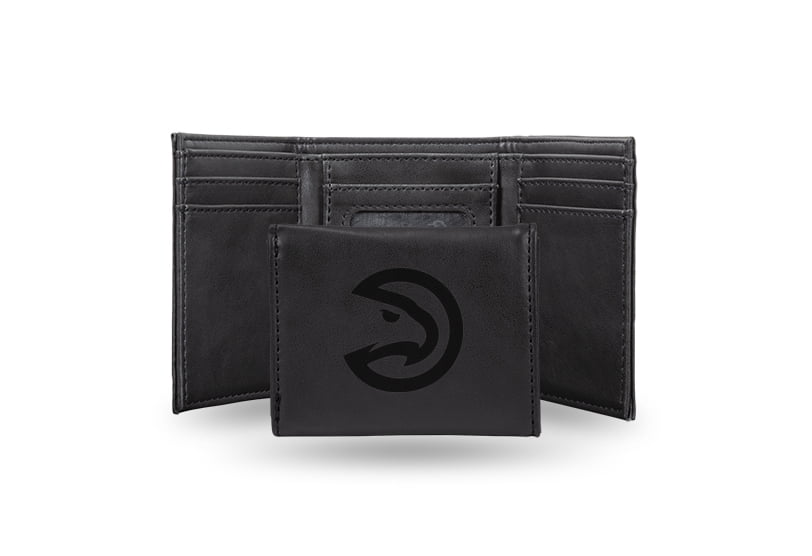 Portefeuille Trifold Noir Gravé au Laser Atlanta Hawks
