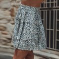 thumbnail image 3 of Mrat Women's Floral Print High Waist with Drawstring Ruffle FlaRed-A Boho a Line Mini Skirt S-20 Light Blue L, 3 of 9