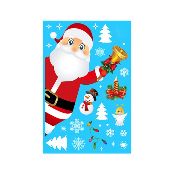 Outdoor Christmas DecorationsWall stickersChristmas Cartoon Santa Claus Wall Stickers Party Decoration Removable Static StickersHome wall stickers