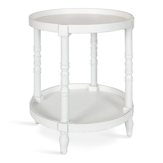Kate and Laurel Bellport Table d'Appoint Rond en Bois Style Côtier, 20 x 20 x 24, Blanc, Table d'Extrémité Chic pour Rangement et Présentation