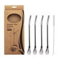 thumbnail image 2 of Stainless Steel Straw Spoon Coffee Beverage Stirring Spoon Milk Tea Filtering Straw Spoon With A Straw Brush, 2 of 6