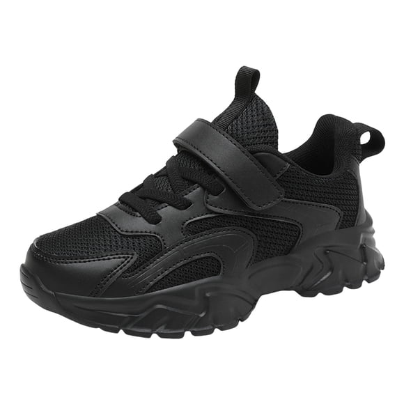 dmqupv Chaussures de Course pour Bébé Garçon Chaussures Athlétiques à la Mode et Polyvalentes pour Filles et Chaussures de Course pour Garçons avec Empeignes Respirantes en Cuir et en Maille Noir, Taille US 3.5