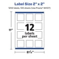 thumbnail image 4 of Avery Matte Clear Square Labels with Sure Feed, 2" x 2", 1,200 Matte Clear Labels, Print-to-The-Edge, Laser/Inkjet Printable Labels, 4 of 7