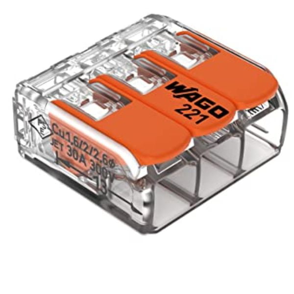 221-613 - Écrous de Levier WAGO à Pousser CONN ORANGE 3C/20-10AWG Réutilisables