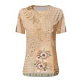 thumbnail image 4 of EGNMCR T-Shirts pour Femmes Mode Femmes Col Rond Manches Courtes Imprimé Bouton Poche Hauts Décontractés, 4 of 4