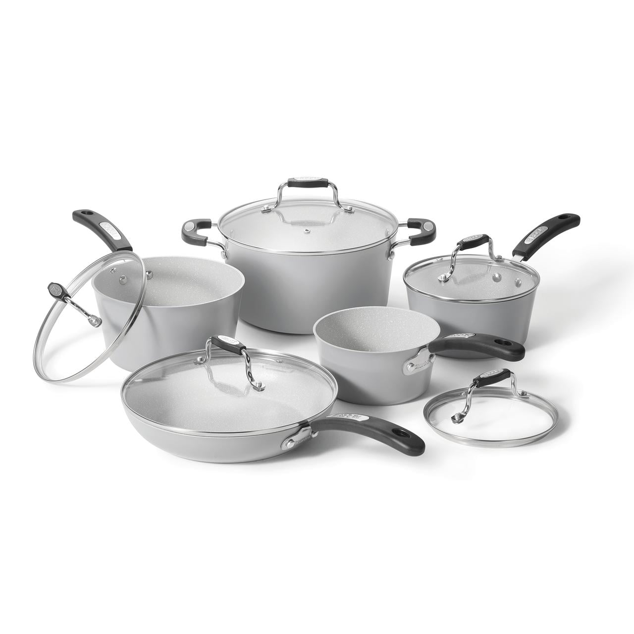 Starfrit The Rock Terra 10-Piece Cookware Set, Ceramic Non-Stick  Rock.Tec Surface, Thick Aluminum Base, Oven & Dishwasher Safe, PFAS-Free