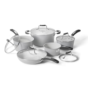Starfrit The Rock Terra 10-Piece Cookware Set, Ceramic Non-Stick  Rock.Tec Surface, Thick Aluminum Base, Oven & Dishwasher Safe, PFAS-Free