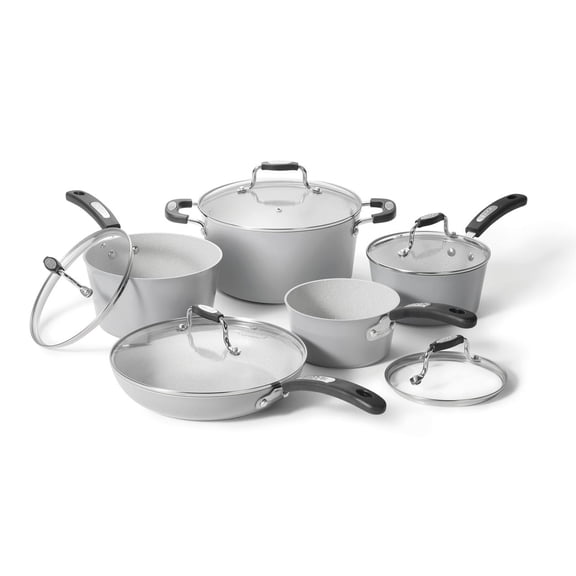 Starfrit The Rock Terra 10-Piece Cookware Set, Ceramic Non-Stick  Rock.Tec Surface, Thick Aluminum Base, Oven & Dishwasher Safe, PFAS-Free