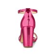 thumbnail image 2 of BLISSFUL STEP Women's Sandals Rhinestone Chunky Heel Ankle Strap Open Toe Party Shoes Hot Pink 8, 2 of 7