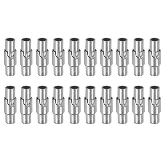 Unique Bargains Fermoir d'Extrémité en Cuir pour Cordon, 20 Pcs Fermoirs Magnétiques en Cuir à Trou de 3 mm pour Fabrication de Bijoux, Argent