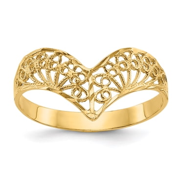 Bague Filigrane en Or Jaune 14K Taille Diamant