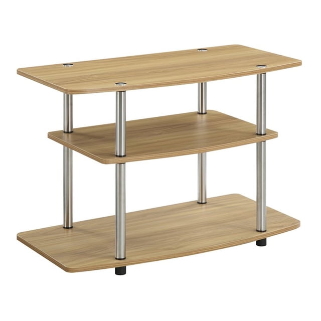 Convenience Concepts Designs2Go 32" Three-Tier TV Stand in Light Oak Wood Finish