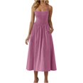 thumbnail image 1 of Yuyuzo Robes pour Femmes Décontractées Robes Maxi Smockées Bretelles Spaghetti Évasées Ligne A Longue Fluide Robe d'Été de Plage, 1 of 6