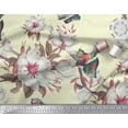 thumbnail image 2 of Soimoi Yellow Velvet Fabric Floral & Bird Print Fabric by Yard 60 Inch Wide, 2 of 3