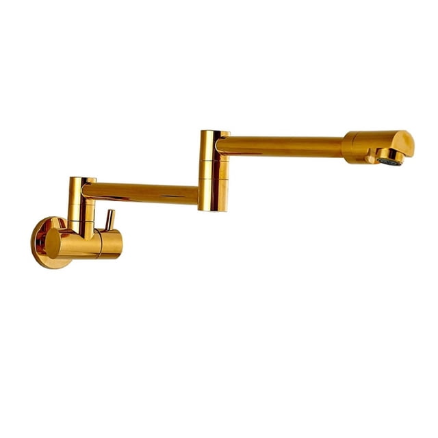 Pot Filler Double Joint Spout Folding Stretchable Swing Arm Wall Brass Kitchen Faucet Single Hole Two Handle Kitchen Sink Tap ,High Water Flow Rate