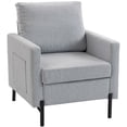 thumbnail image 1 of HOMCOM Accent Chair Modern Upholstered Armchair w/ Side Pockets, Light Grey, 1 of 10