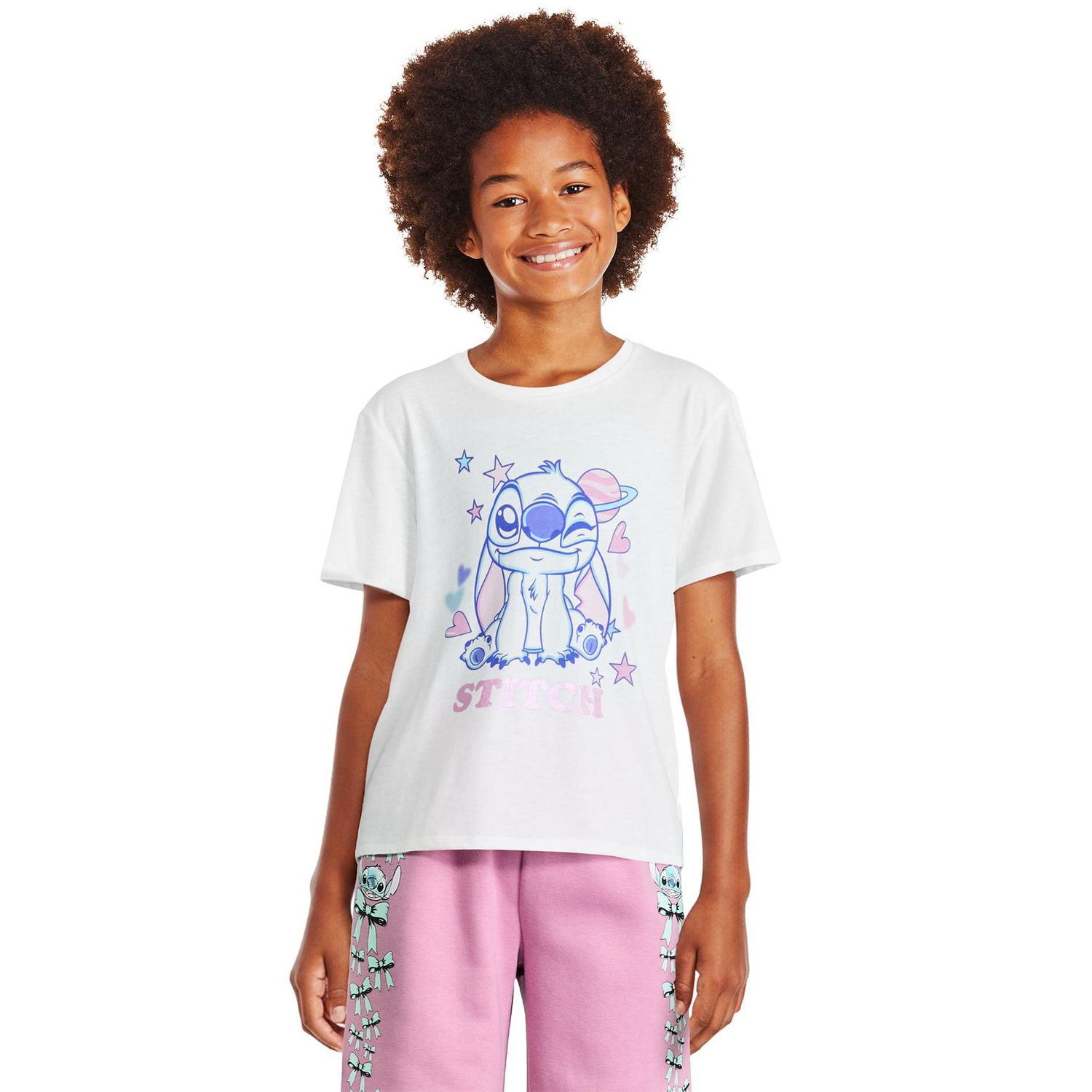 T-shirt à imprimé graphique Stitch Disney pour filles