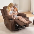 thumbnail image 3 of Oversized Recliner Chair with Massage and Heat, 360° Swivel Rocking Glider, Manual Reclining, Cup Holder and Storage Pockets, for Living Room Nursery Bedroom, Brown Beige Gray, 3 of 8