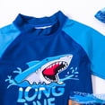 thumbnail image 4 of XASZHN Toddler Swimsuit Boy 3 Piece Boys Swim Set Short Sleeve Boys Swim Shirt Boy Swim Trunks Rash Guard Bathing Suits Boys Swim Shirt Blue 5-6 Years, 4 of 7