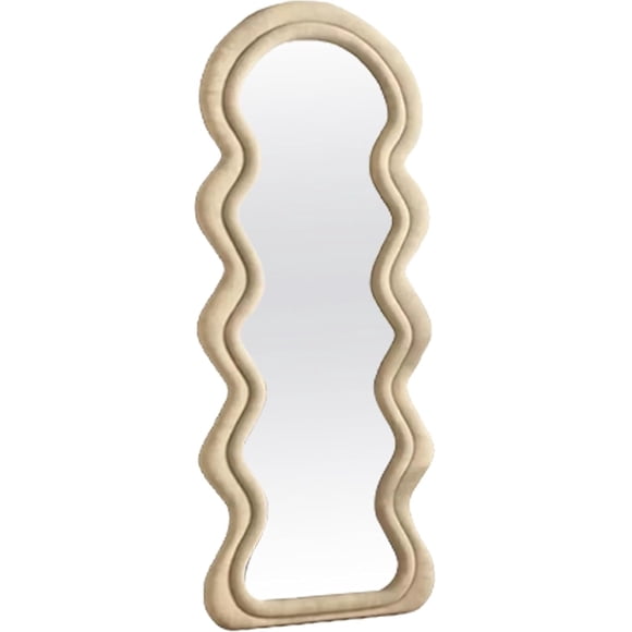 Refurbished Eccleston Effects LSM-A3BEIGE Kismet Velvet Mirror, Elevate Your Reflections with Opulence, Beige