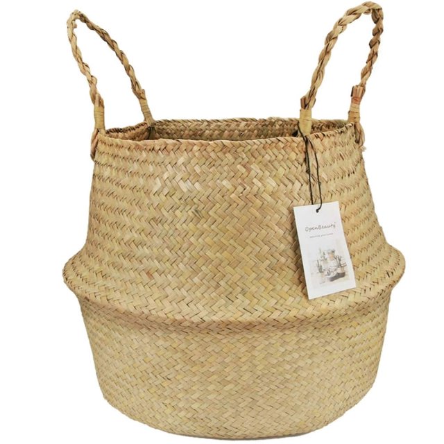 Seagrass Weaving Foldable Home Storage Bucket Toy Sundries Clothes Plants Basket