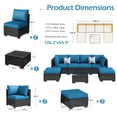 thumbnail image 2 of YODOLLA 7-Piece Patio Furniture Set, Black Rattan Wicker Outdoor Sectional Sofa Couch with Table Patio Conversation Set for Lawn& Backyard In Blue, 2 of 8