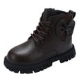 thumbnail image 1 of MIASHUI Girls Winter Boots Children Comfortable Lace-Up Side Zipper Work Boots,Brown,11-11.5 Years, 1 of 6