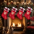 thumbnail image 2 of Christmas Stockings Velvet with Embroidered Pattern Letters Initial Customized Family Ornament Large Fireplace Stockings Plush Cuff Holiday Party Home Xmas Tree Decor Gift Bags, 2 of 5