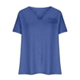 thumbnail image 3 of Jsaierl Women's Summer Solid Color Tops Plus Size Short Sleeve Notched V Neck Shirts Work Business Life Blouses, 3 of 6