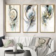 thumbnail image 1 of Designart "Mosaic Echoes in Turquoise and Gold III" Cubism Framed Wall Art Set Of 3 - Turquoise Cubism Frame Gallery Set For Office Decor, 1 of 6
