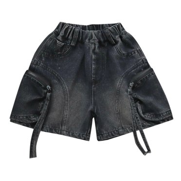 Coerni Teen Boy Jeans Multiple Pockets Shorts Fashion Wide Leg Knee Length Cargo Jean Kids Shorts Summer Y2k Jorts with Zippers