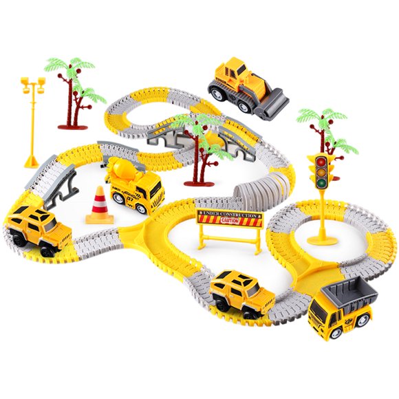ZTOO 305PCS Construction Race Tracks DIY Assemble Construction Car Track Playset Truck Racing Car Playset