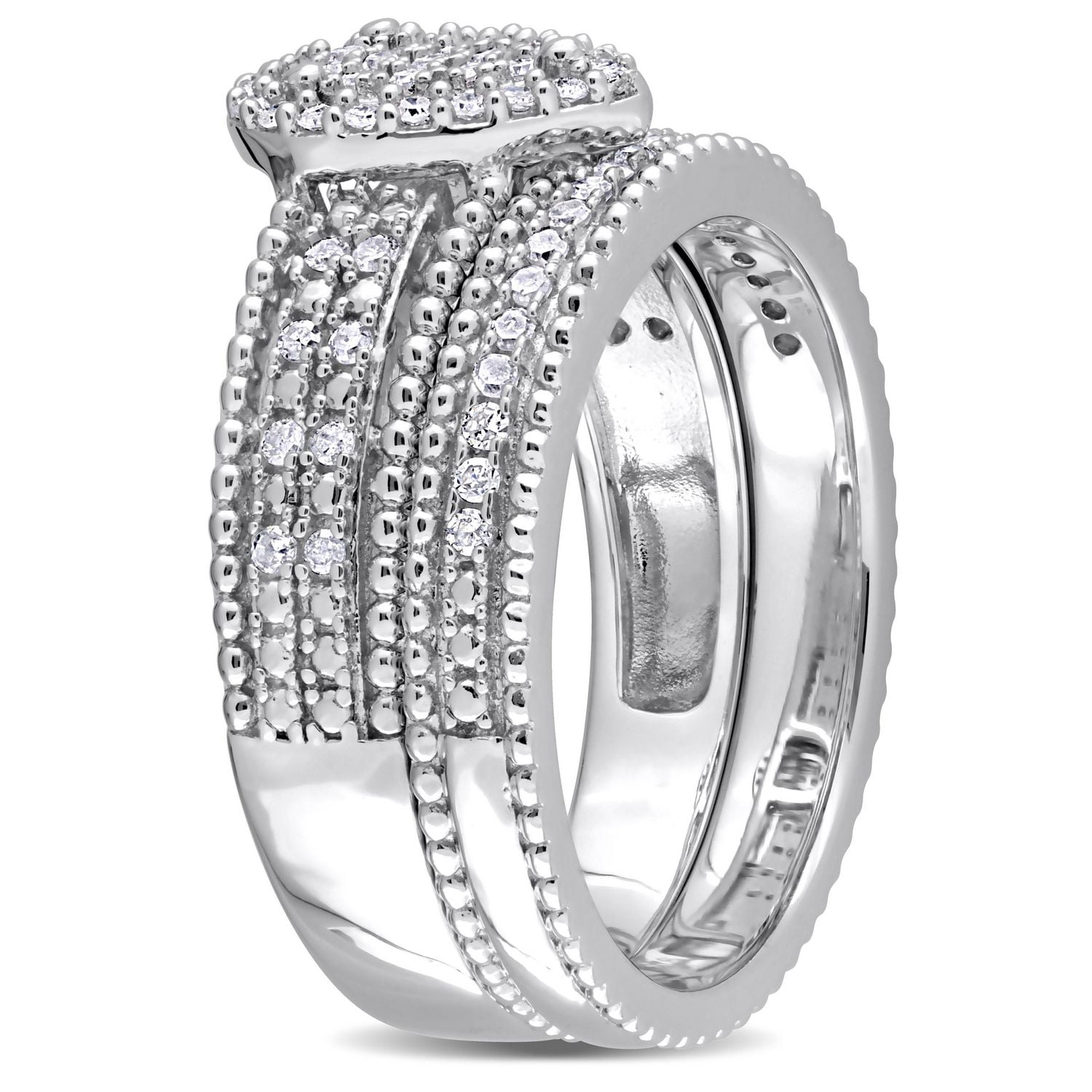 Miabella 1/3 Carat T.W. Diamond Sterling Silver Teardrop Cluster Halo Bridal Ring Set
