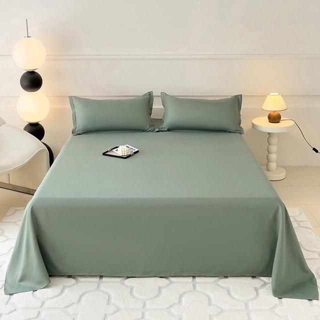 Qonioi Solid Color Bed Sheet, Washable Polyester Fitted Sheet, Easy Care Deep Pocket Sheet for Mattress, Queen King Size Bedding 220x230cm