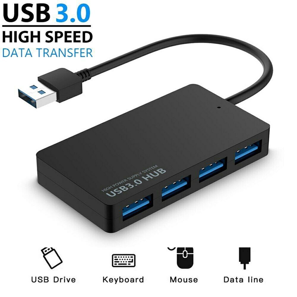 3.0 HIGH SPEED 4 PORT USB HUB MULTI SPLITTER EXPANSION FOR PC LAPTOP