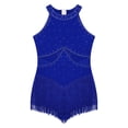 thumbnail image 4 of Yeahdor Robe de Danse Latine Sans Manches à Paillettes pour Filles, Robe Justaucorps de Jazz, Rumba Samba Salsa Cha Cha, Tenue de Danse de Salon Bleue 14, 4 of 5