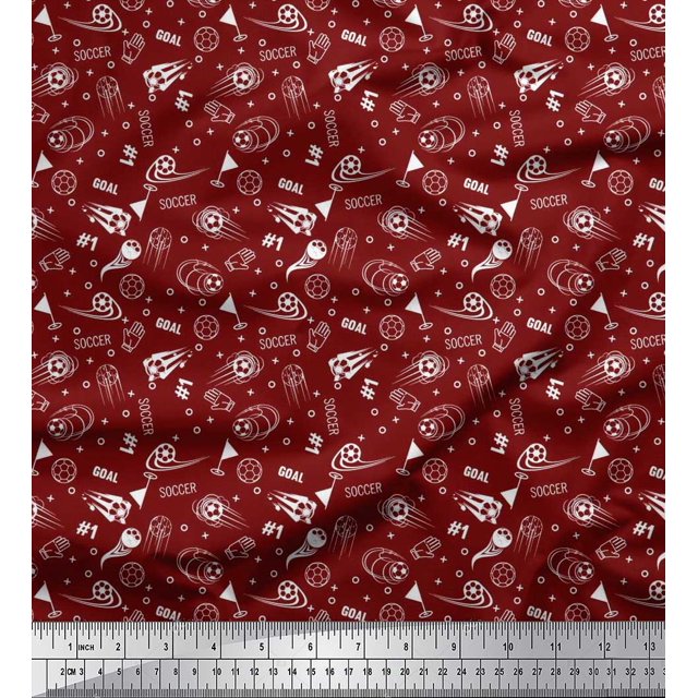 Soimoi Poly Georgette Fabric Geometric Sign,Flag & Football Sports Print Fabric by Yard 52 Inch Wide