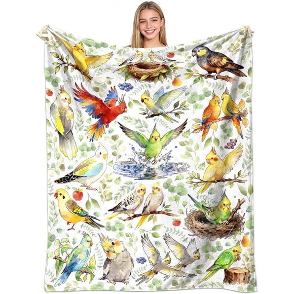 1pc Parrot Blanket, Lightweight Flannel, Cocktail Parrot Parrot Pattern for Men And Women, Suitable for Sofas, Beds, And Outdoor Use