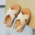 thumbnail image 2 of MIASHUI Girls Sandals Adjustable Strap Open Toe Flats Summer Walking Shoes,White,5-5.5 Years, 2 of 5