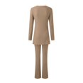 thumbnail image 5 of Kcodviy Women's Two Piece Knit Snow Apparel Women Matching Outfits Crew Neck Plus Rompers for Women Slit Hem Tee and Plus Size Pant Suits for Wedding Guest Pants Tracksuit Sets, 5 of 5